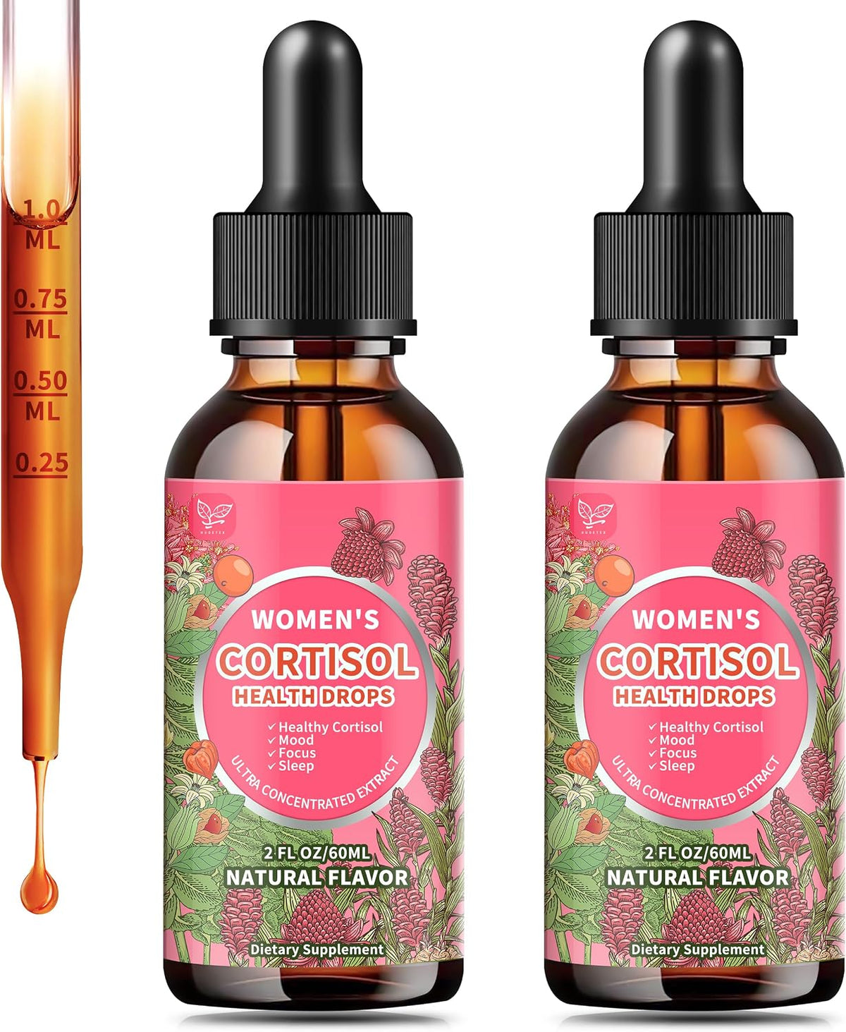 Hudetex Cortisol Supplements for Women Liquid Drops, Cortisol Manager with Ashwagandha, L-theanine, Phosphatidylserine, Rhodiola Rosea for Mood Support, Adrenal Balance, Sleep, Vegan, Natural Flavour, 60 ml - görsel 10