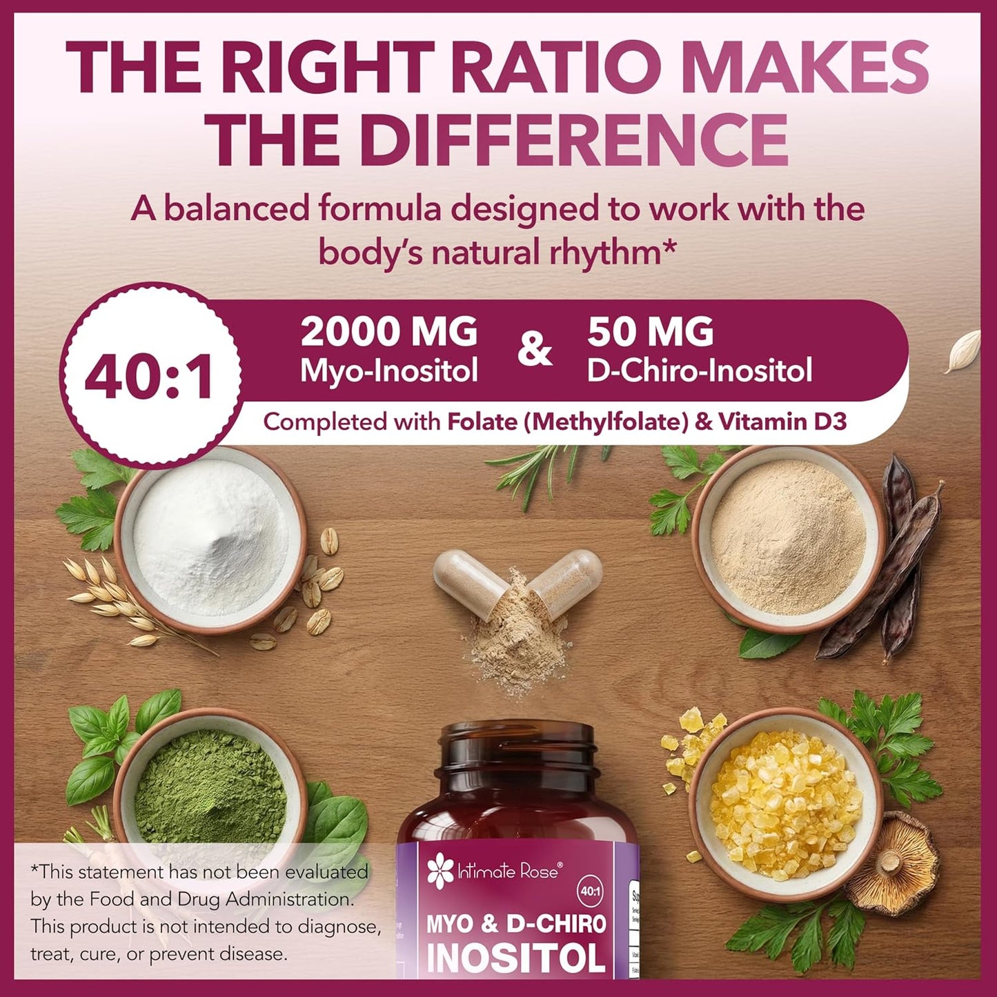 Intimate Rose Myo-Inositol & D-Chiro Inositol Supplement with Folate and Vitamin D - 40:1 Ratio Capsules - görsel 4
