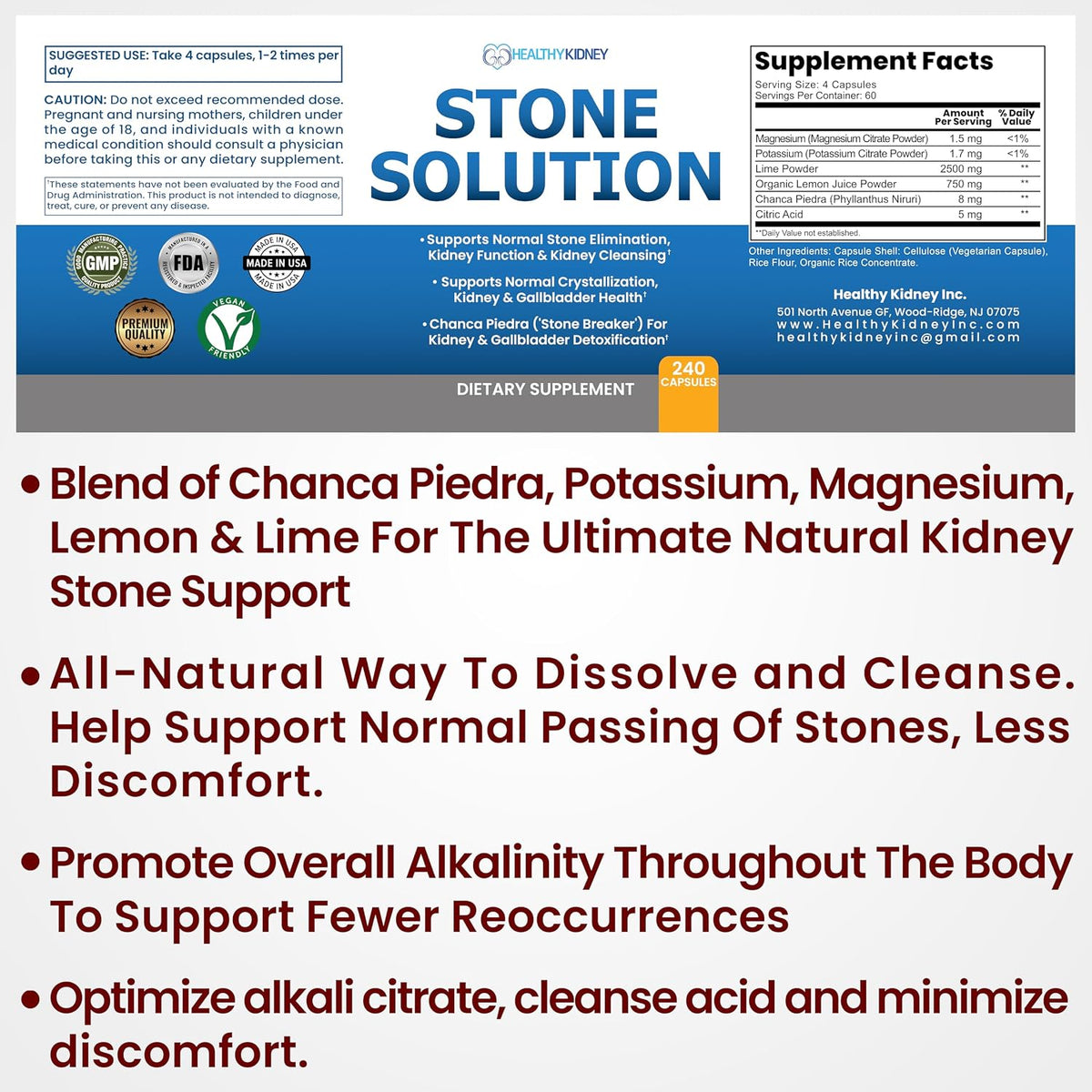 Stone Solution Capsules – Natural Kidney Stone Support, Cleanser & Flush (60 Servings) - görsel 2