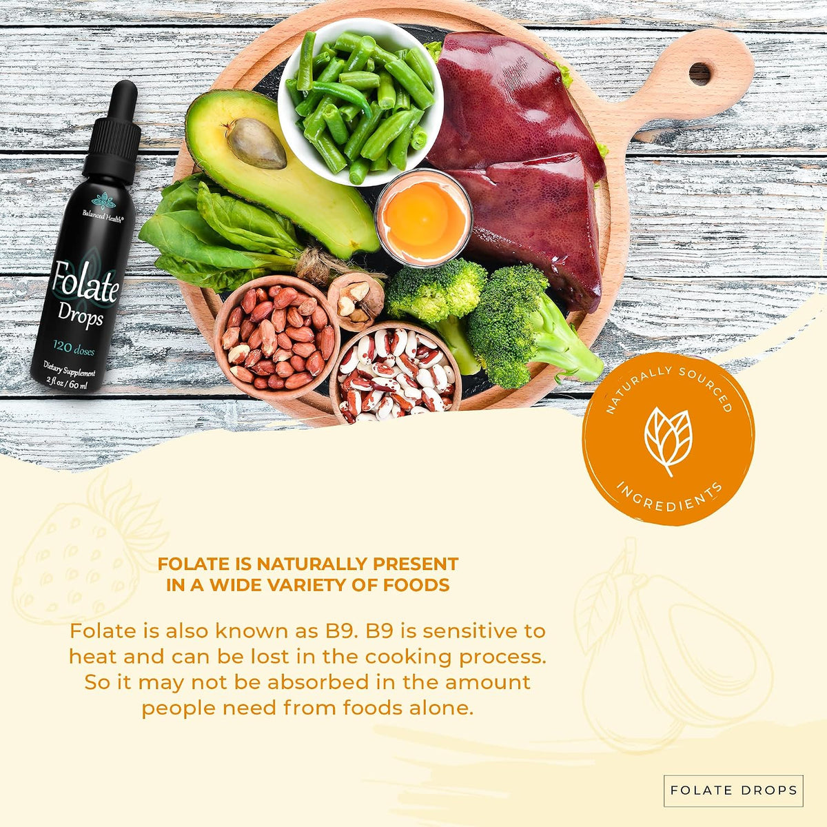 Balanced Health Folate Drops - 500mcg L-5-MTHF, 120 Servings, 60ml, Butterscotch Flavour - görsel 5