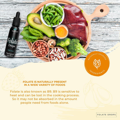 Balanced Health Folate Drops - 500mcg L-5-MTHF, 120 Servings, 60ml, Butterscotch Flavour