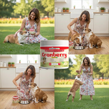 Cranberry Supplement for Dogs – Cranberry Powder with D-Mannose, Marshmallow Root & Vitamin C – 173 Scoops