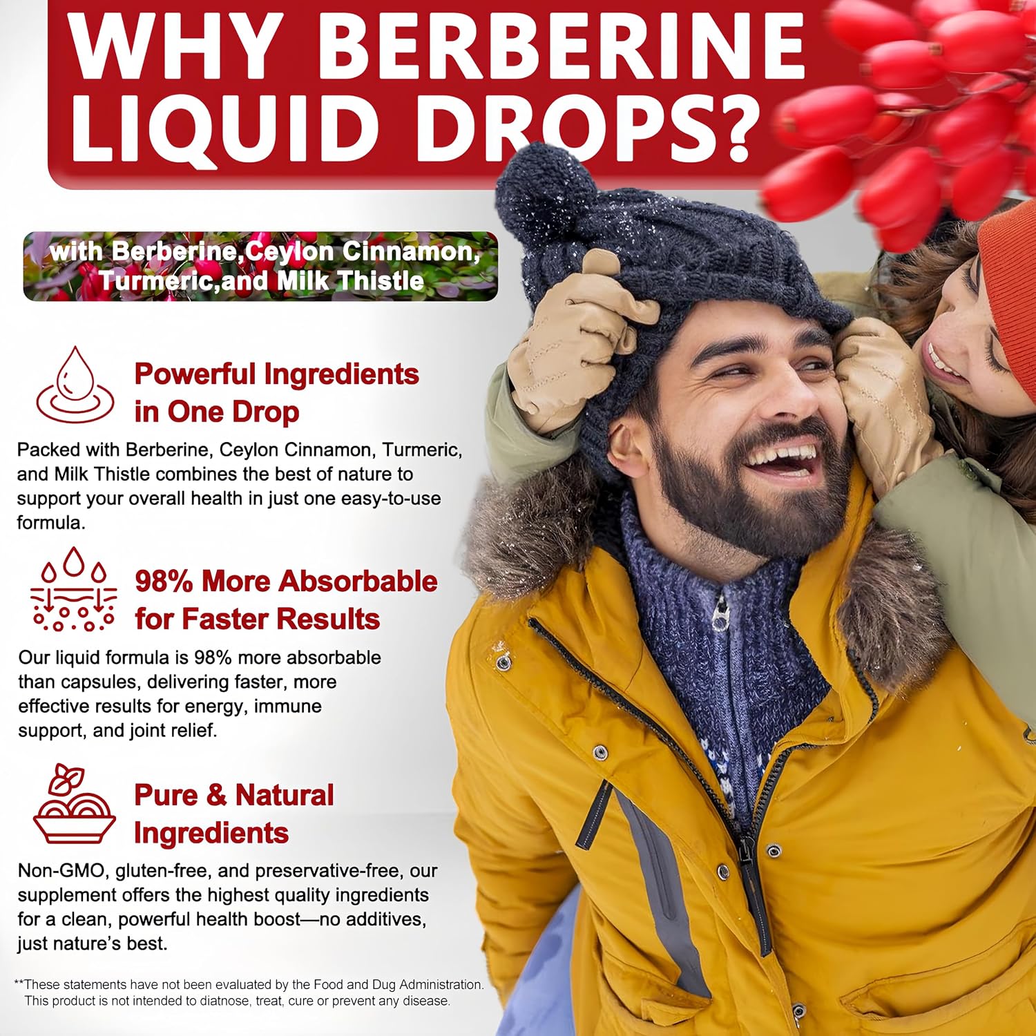 Vita Letuo Berberine Drops, High Absorption 6-in-1 Liquid Berberine Supplement with Ceylon Cinnamon, Milk Thistle, Turmeric and Ginger, 30 Servings - görsel 3