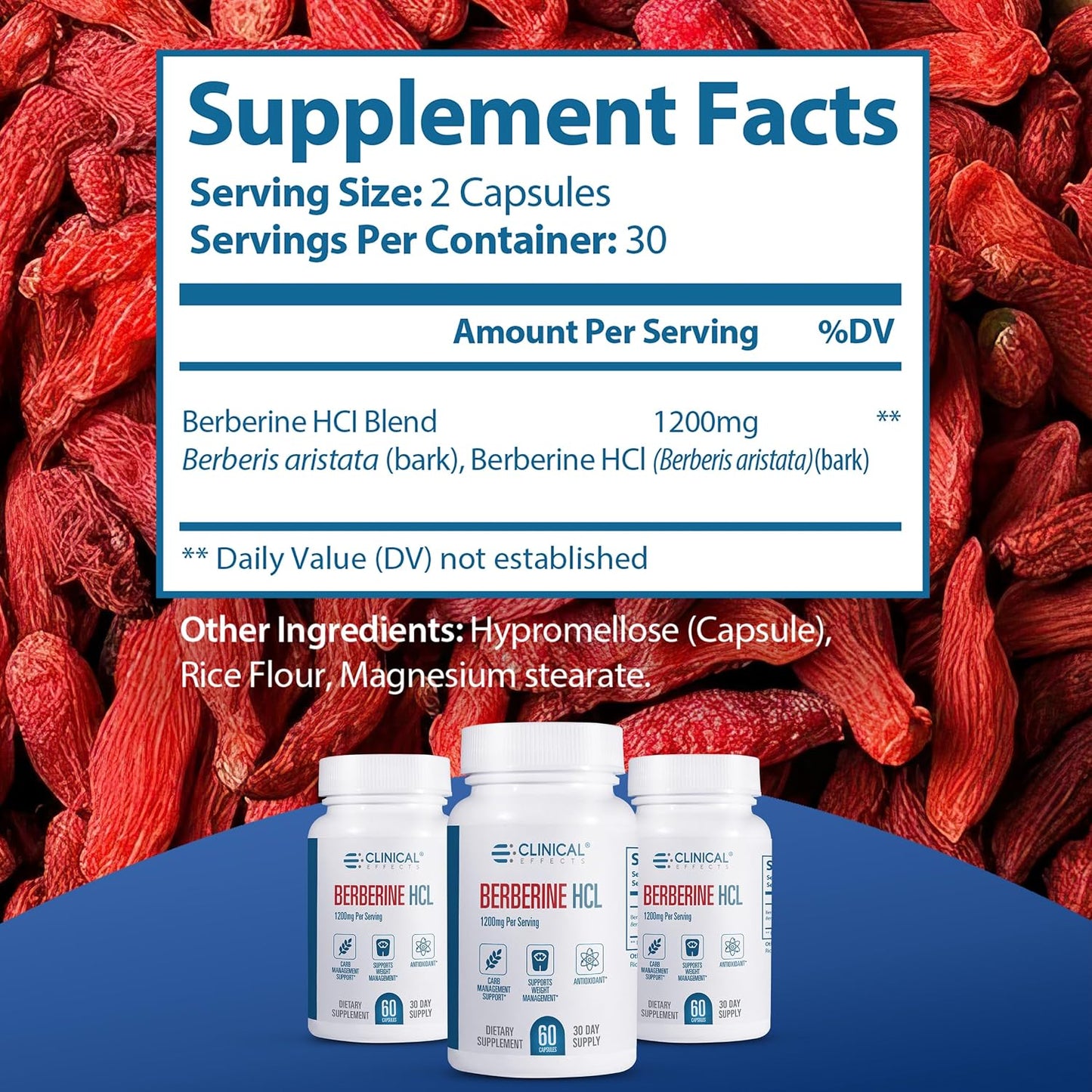 Clinical Effects Berberine HCL – Pure Berberine 1200mg – Liver Support – Vegan Supplement – 60 Vegan Capsules – Manufactured in the USA - görsel 7