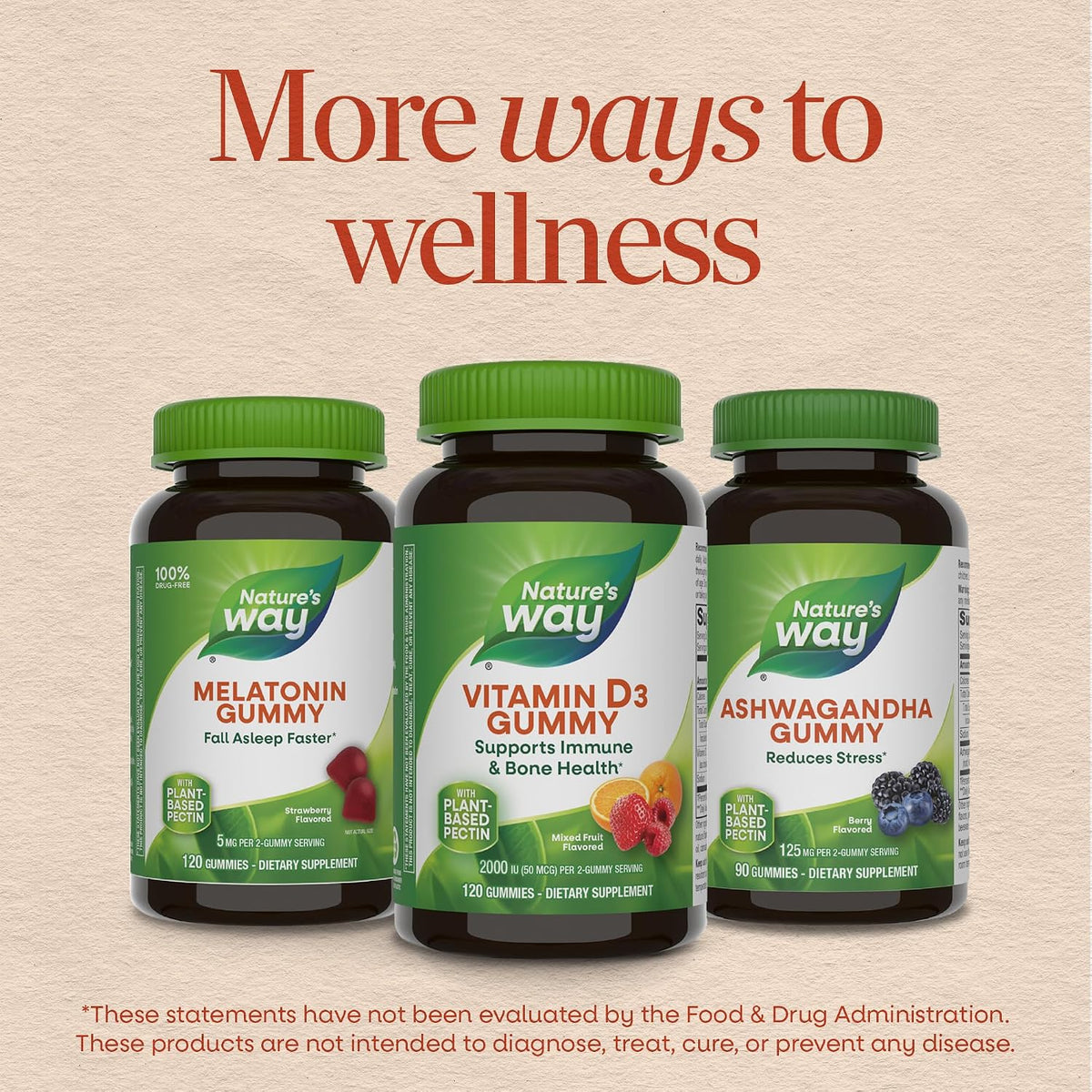 Nature's Way Vitamin D3 Gummies, Supports Normal Immune Function and Maintenance of Normal Bones*, 2000 IU (50 µg) per 2-Gummy Serving, Mixed Fruit Flavour, Gluten-free, Plant-Based Pectin, Vegetarian, 120 Count - görsel 8