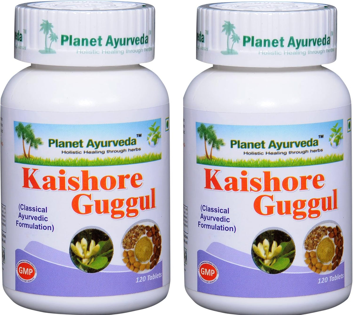 Planet Ayurveda Kaishore Guggul - Herbal Tablets, 100% Natural - 2 Bottles (Each Bottle Contains 120 Tablets) - görsel 1
