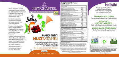 New Chapter Men's Multivitamin, Every Man - Fermented with Probiotics + Selenium + B Vitamins + Vitamin D3 - 48 tablets