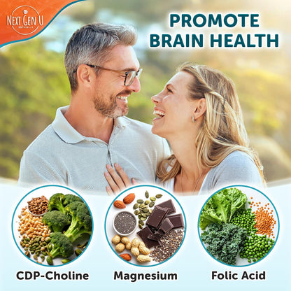 Brain Supplement - 120 Vegan Capsules - Nootropic for Memory, Cognitive Function and Focus - NextGenU