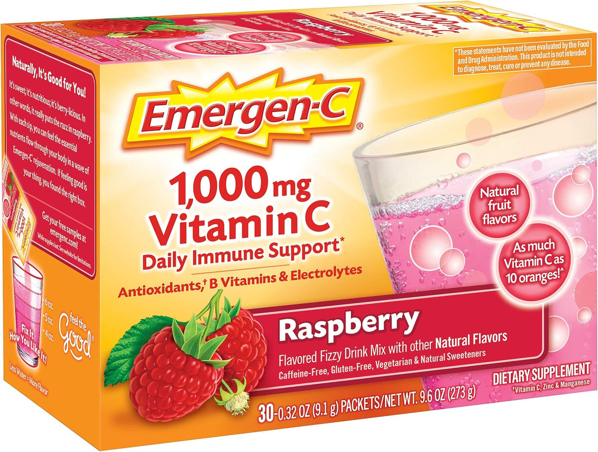Emergen-C Original Formula Vitamin C Powder, Raspberry, 30 Sachets - görsel 2