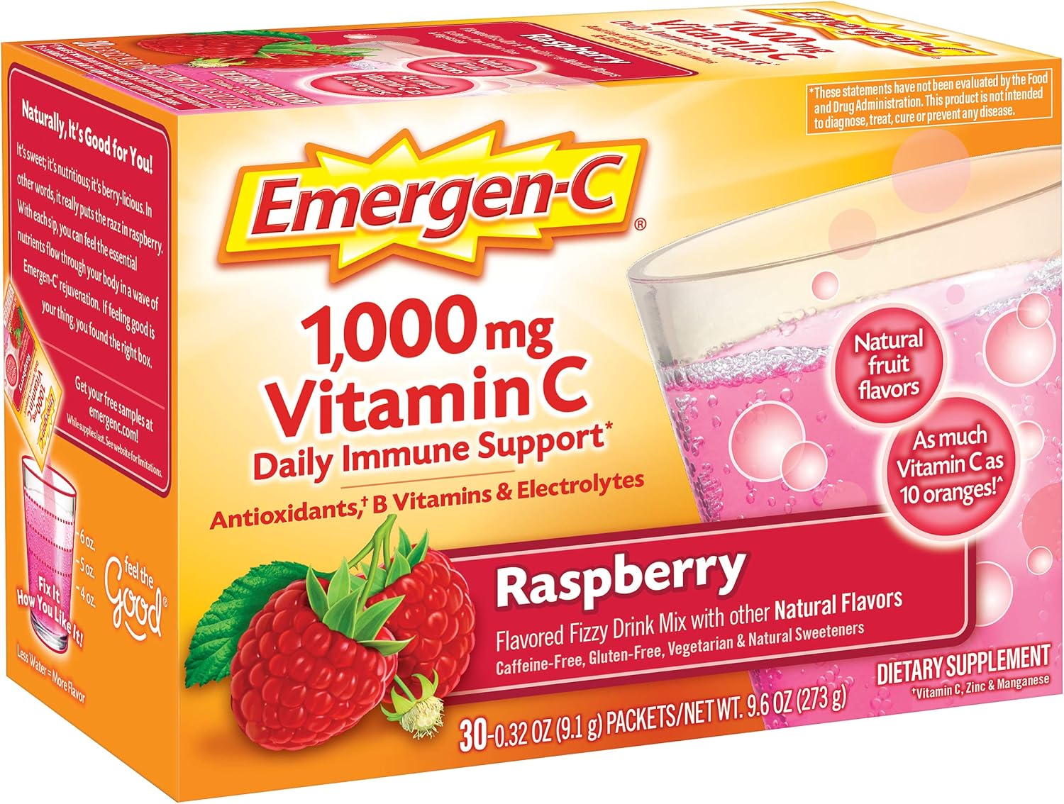 Emergen-C Original Formula Vitamin C Powder, Raspberry, 30 Sachets - görsel 2