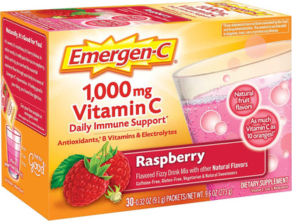 Emergen-C Original Formula Vitamin C Powder, Raspberry, 30 Sachets
