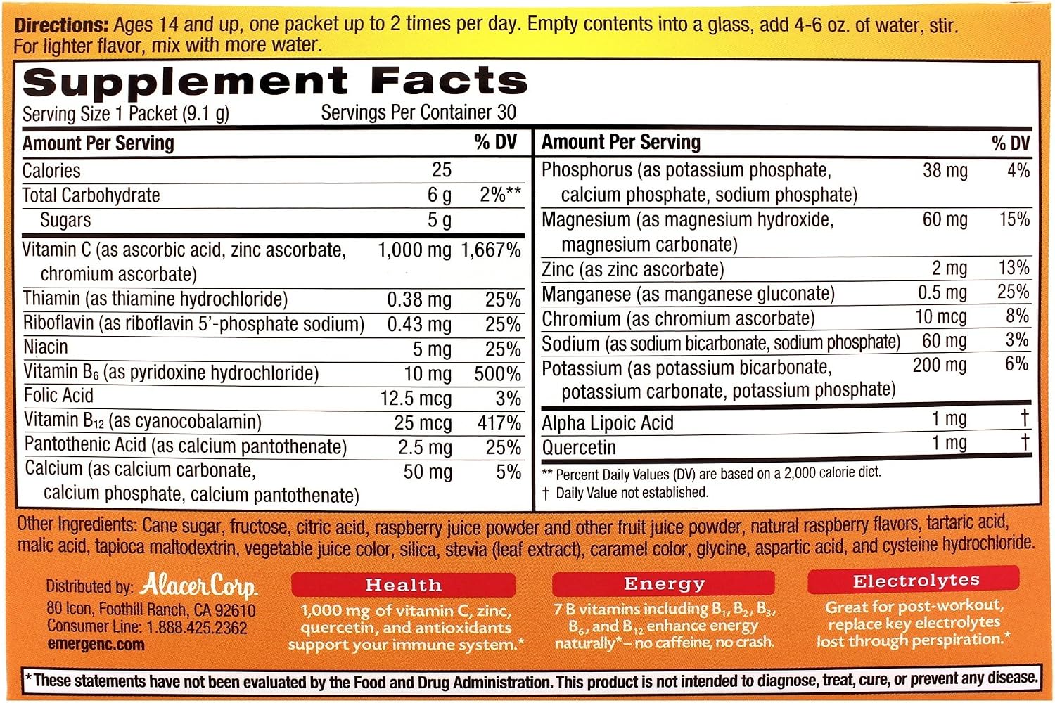 Emergen-C Raspberry 30 Packets - görsel 2