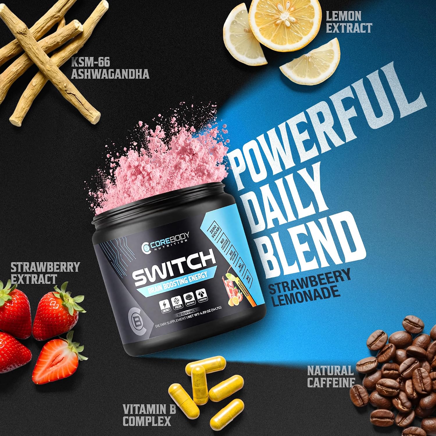 Switch Nootropic Brain Supplement - Memory & Focus Drink Mix, Sugar-Free - görsel 2