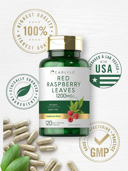 Carlyle Red Raspberry Leaf Capsules | 120 Count | Traditional Herbal Extract | Non-GMO and Gluten-free Formula
