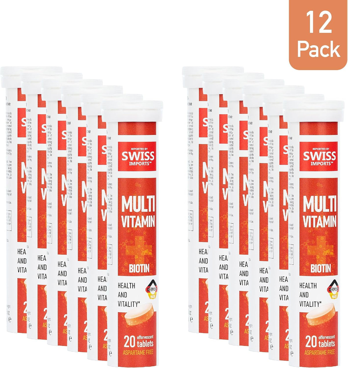 Effervescent Multivitamins + Biotin – Food Supplement for Wellness and Vitality, 12-Pack (240 Tablets) - görsel 2