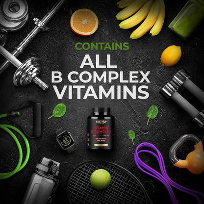 Vitamin B Complex with Vitamin C – Essential B Vitamins for Energy Release, Immune Function & Psychological Wellbeing (90 Capsules)