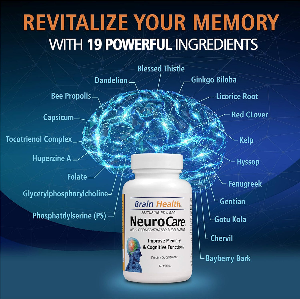 Neuro Care Nootropic Brain Health Supplement - 60 Tablets - görsel 5