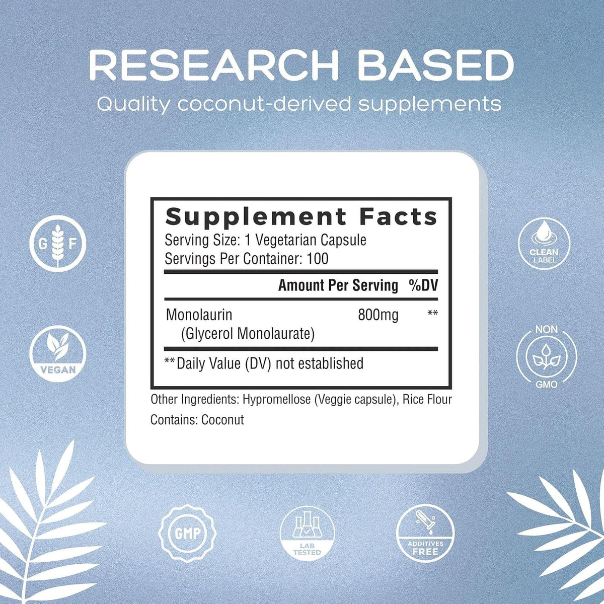 Natural Cure Labs Extra Strength Monolaurin 800mg, 100 Capsules, 33% More - görsel 6