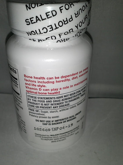 Vitamin D3 400 IU Food Supplement for Bone Health - 100 Tablets