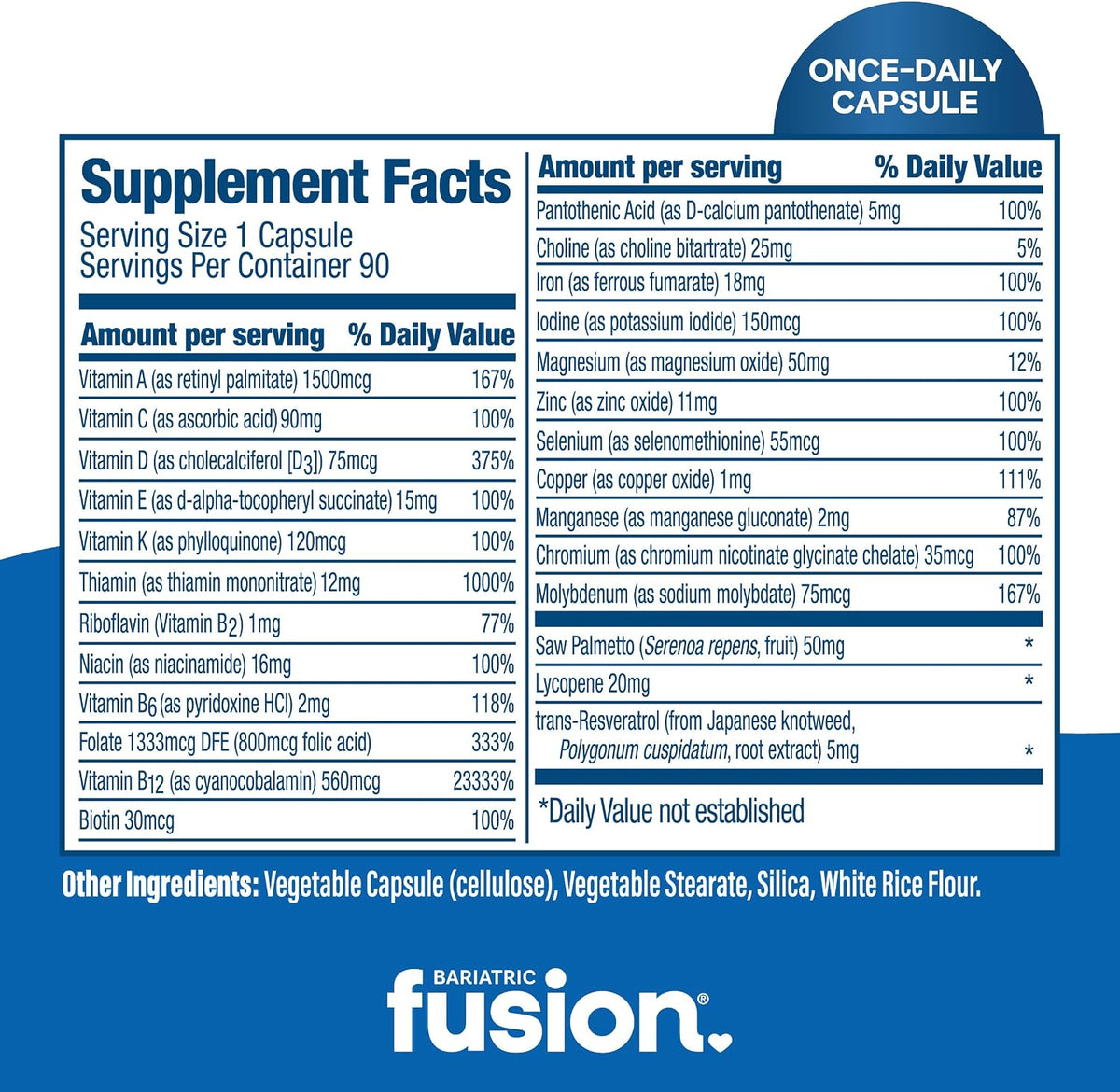 Bariatric Fusion One Per Day Bariatric Multivitamin with Iron for Men - 90 Capsules - görsel 4