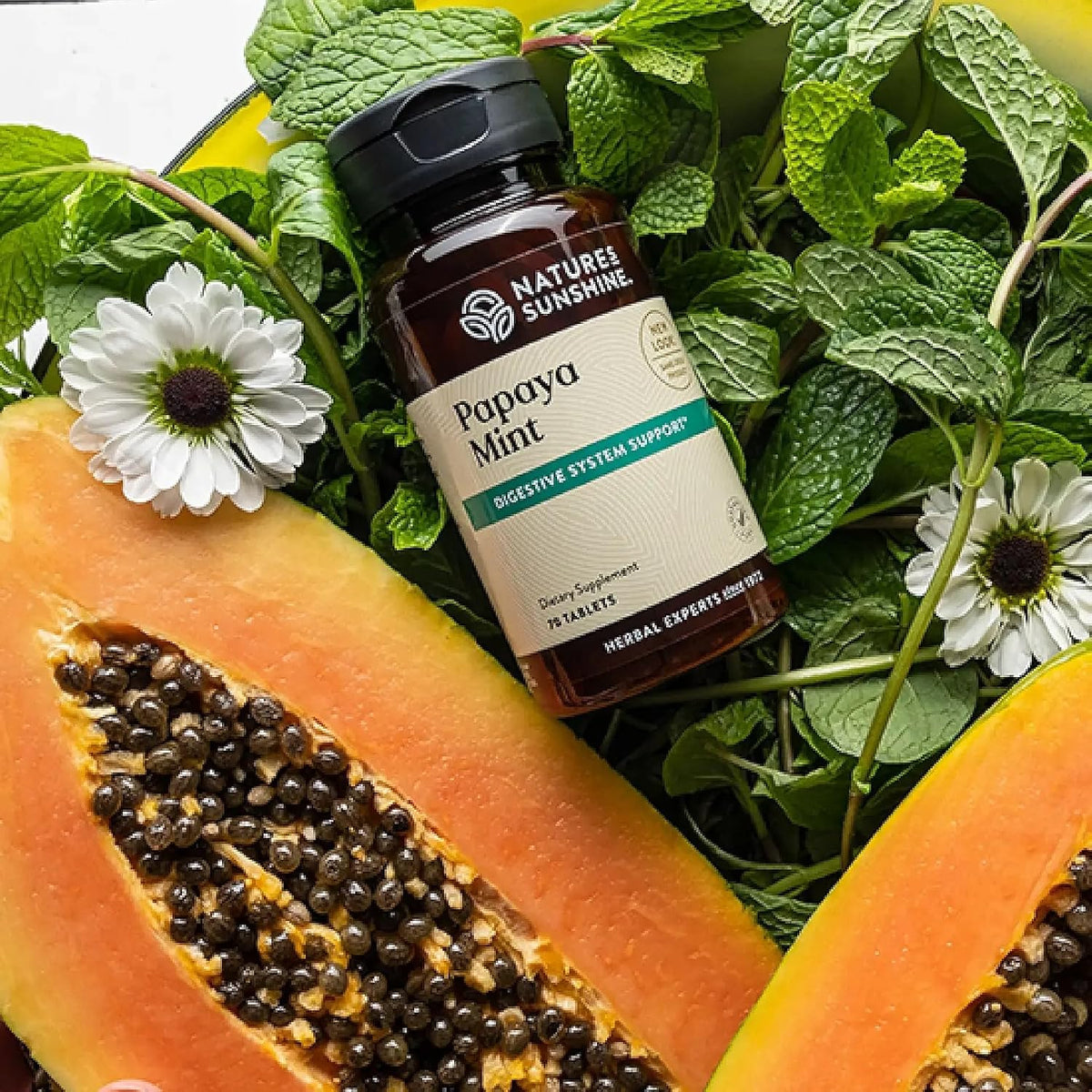 Nature's Sunshine Papaya Mint Chewable Tablets | Digestive Enzyme Supplement with Papain & Peppermint | Supports Digestion & Fresh Breath | 70 Tablets - görsel 2