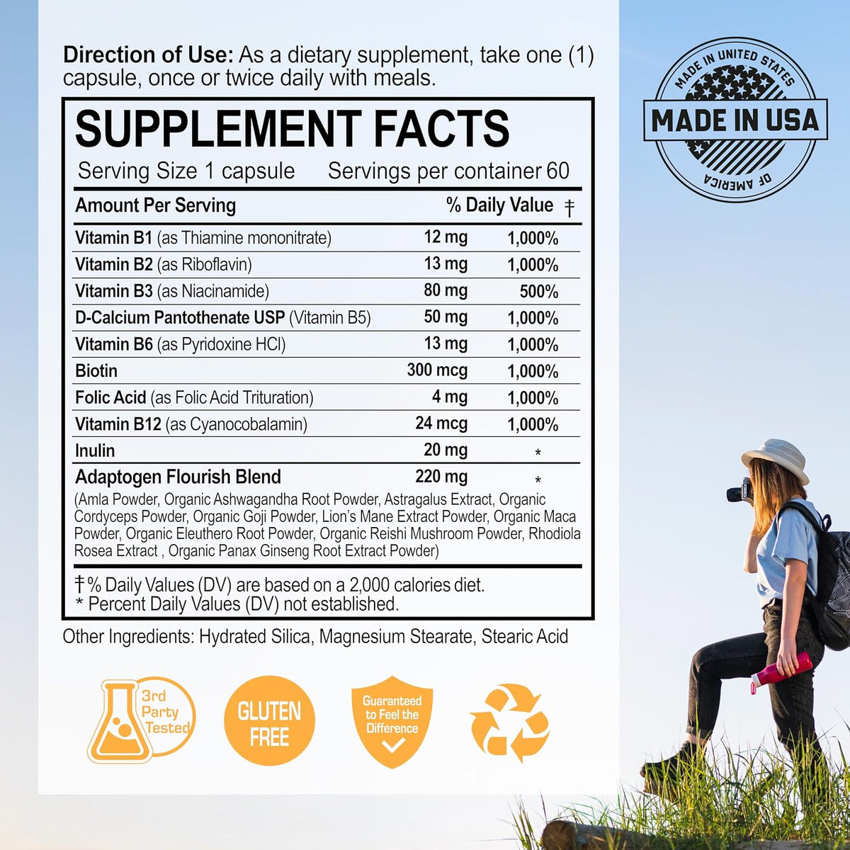 NANOWELL B Complex Premium - Full Spectrum B Vitamins with Adaptogens, 60 Capsules - görsel 5