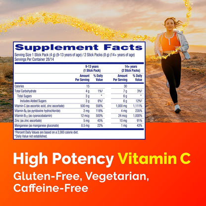 Emergen-C Crystals, On-the-Go Immune Support with Vitamin C, B Vitamins, Zinc and Manganese, Orange Vitality - 56 Stick Packs