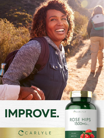 Carlyle Rose Hips | 1500 mg | 240 Quick Release Capsules | Non-GMO & Gluten-free Food Supplement