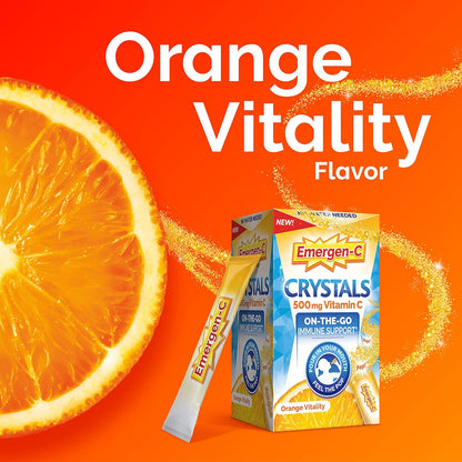 Emergen-C Crystals, On-the-Go Immune Support Supplement with Vitamin C, B Vitamins, Zinc and Manganese, Orange Vitality - 28 – Image 5
