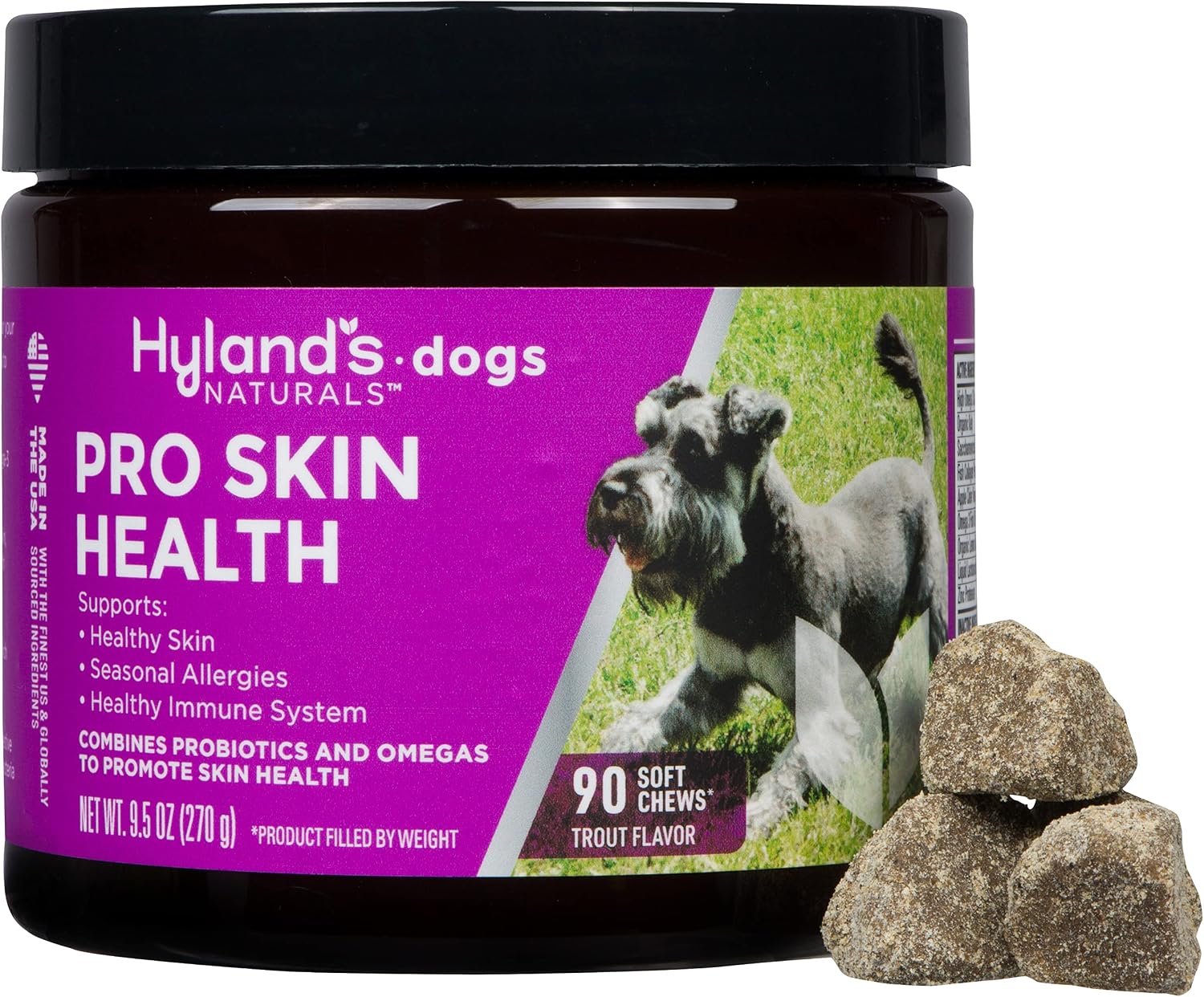 Hyland's Naturals - Pro Skin Health for Dogs, 90 Soft Chews, Supports Healthy Skin, Seasonal Allergies & Immune System, with Probiotics & Omega-3s, Trout Flavour - görsel 7