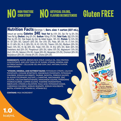 BOOST Kid Essentials Balanced Nutritional Drink for Kids, Vanilla Vortex, 237 ml (24 Pack)