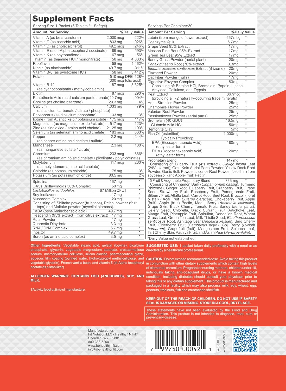 Healthy 'N Fit NUTRI Pack - 30 Day Packets - Multivitamin All-in-One Daily Packets - görsel 5