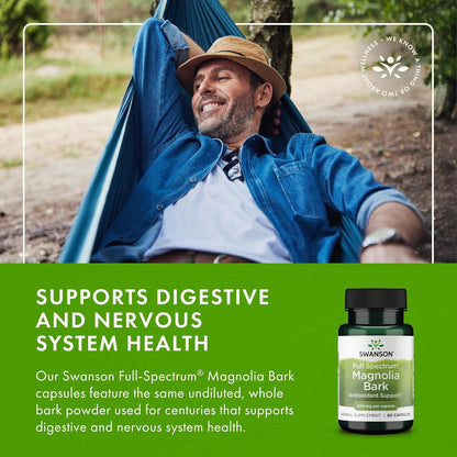 Swanson Magnolia Bark - Herbal Supplement - 400 mg, 60 Capsules (2 Pack)
