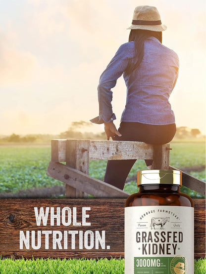 Carlyle Grass Fed Beef Kidney Supplement – 3000mg, 200 Capsules