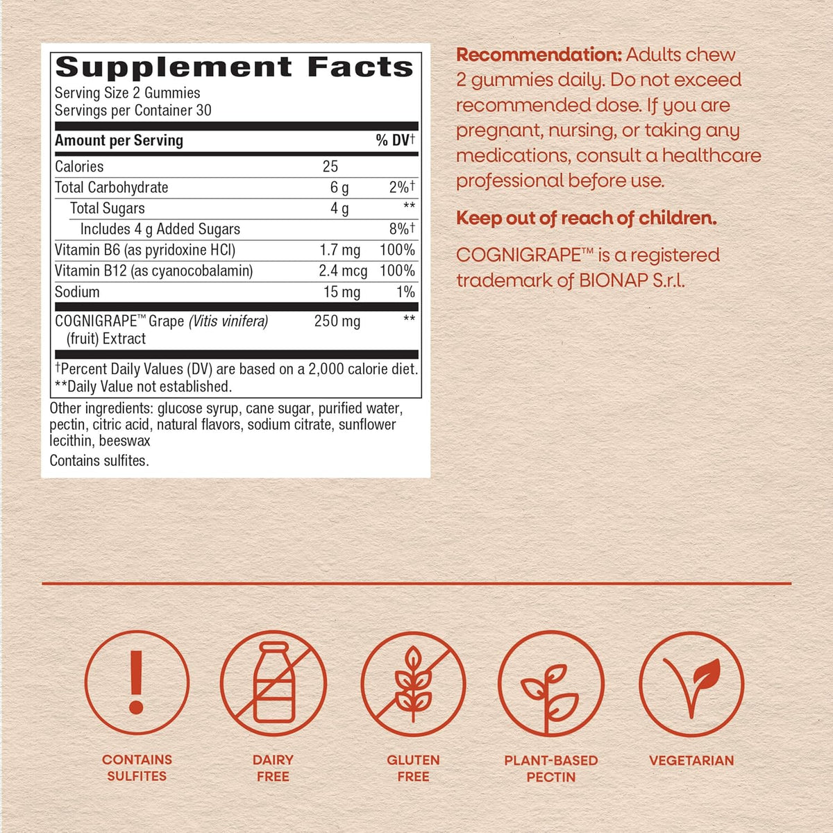 Nature's Way Brain Fuel Gummies – Cognitive Support with COGNIGRAPE and Vitamins B6 & B12 (60 Gummies) - görsel 7