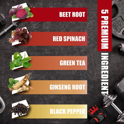 BMVINVOL Beetroot, Green Tea, Red Spinach, Ginseng, Black Pepper - 150 Capsules