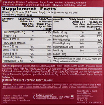 Flintstones Multivitamins with Iron, 60 Chewable Tablets