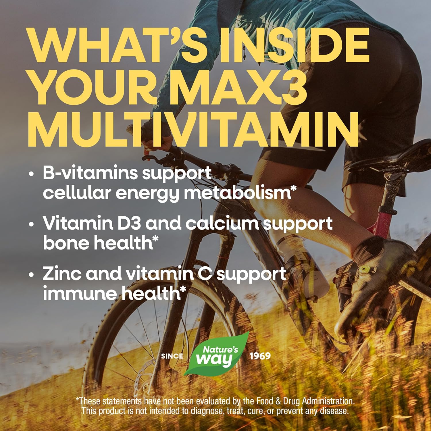 Nature's Way Alive! Max3 Potency Daily Multivitamin – High Potency with B-Vitamins, Orchard Fruits & Garden Vegetables Blend, 180 Tablets - görsel 6