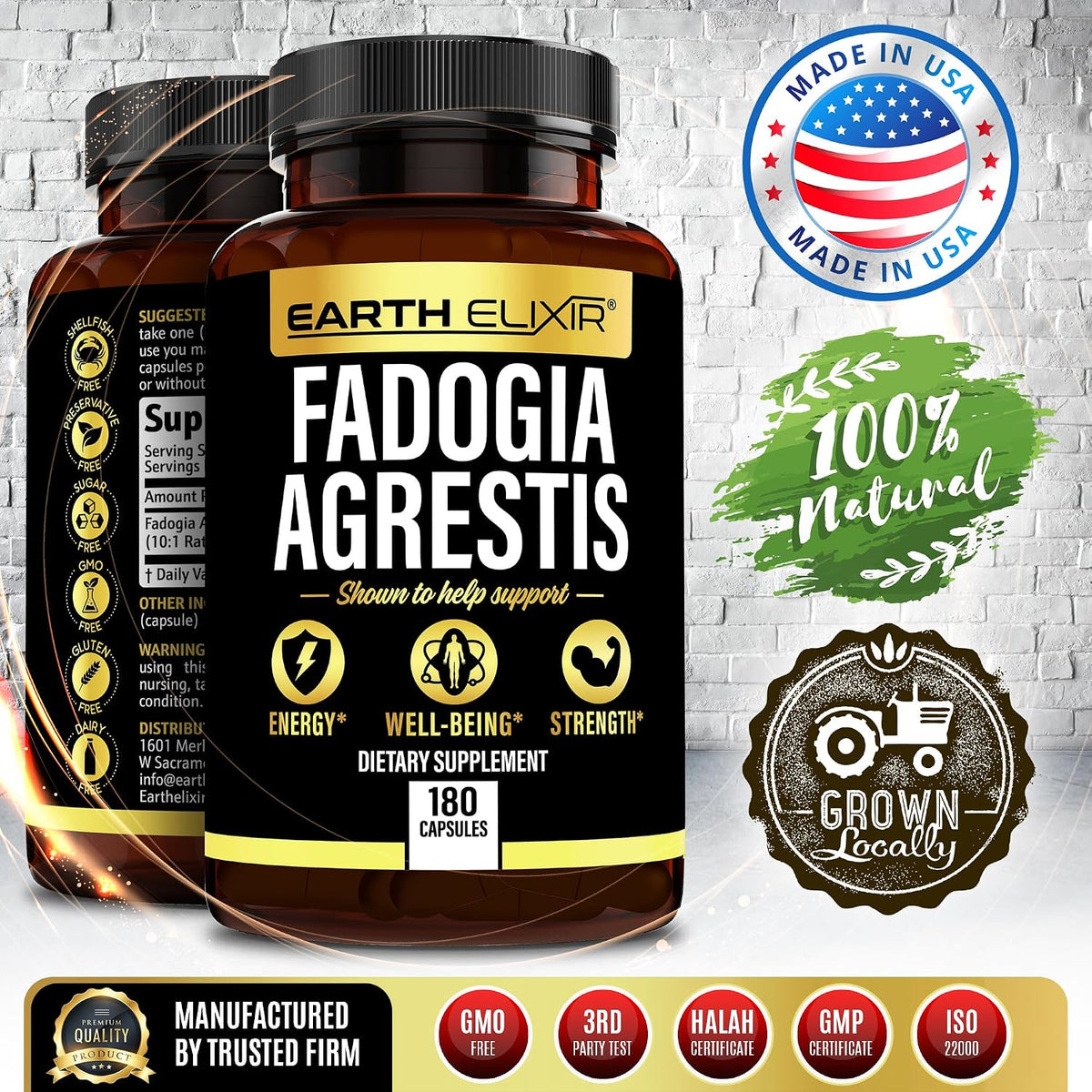 Earth Elixir Fadogia Agrestis Supplement - 900mg, 180 Capsules (3-Month Supply) - görsel 3