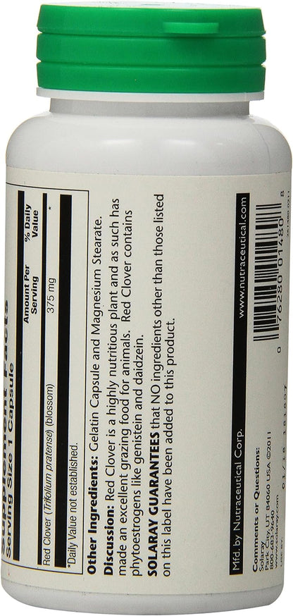 SOLARAY Red Clover 375 mg | Traditional Herbal Support for Women | Non-GMO & Vegan | 100 VegCaps