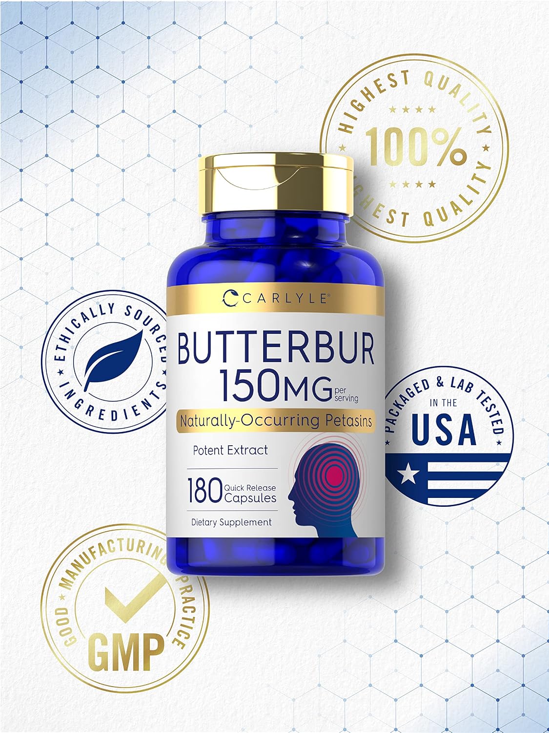Carlyle Butterbur Supplement 150 mg – PA-Free Leaf Extract – 180 Capsules - görsel 5