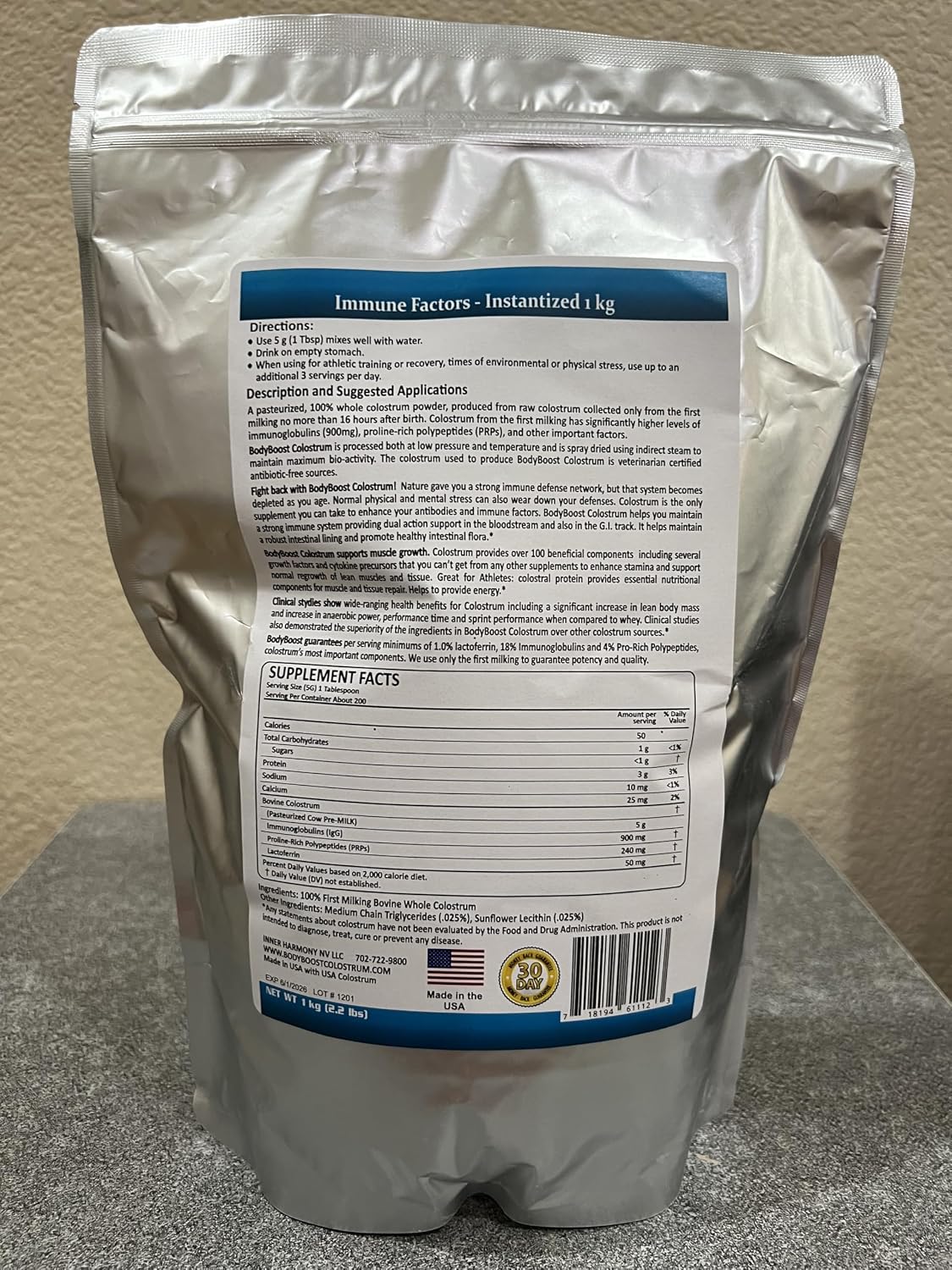BodyBoost Colostrum Instantised – 99.5% Bovine Colostrum Powder (1 kg) - görsel 3