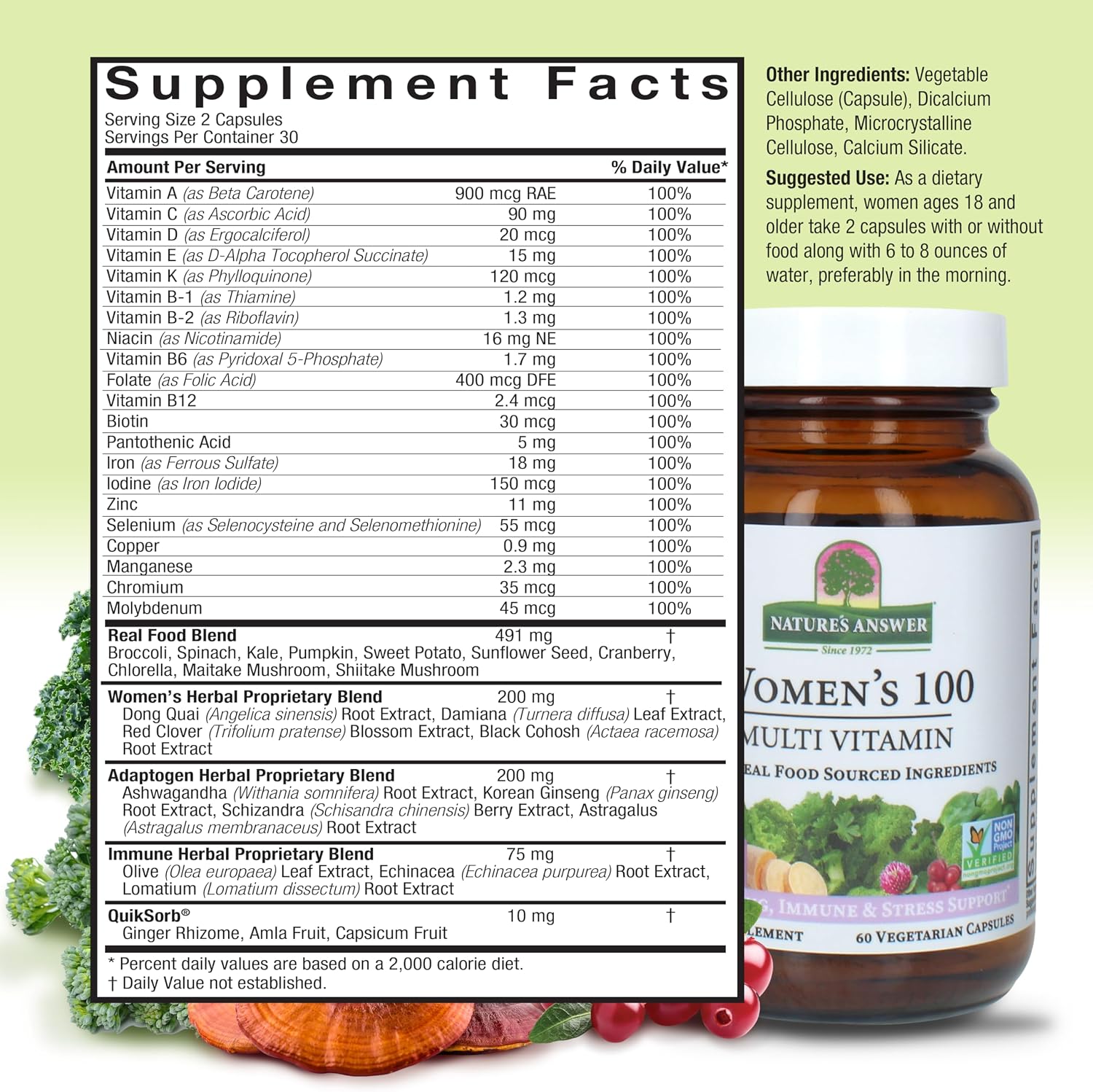 Nature's Answer Women's 100, Multivitamin, 60 Vegetarian Capsules - görsel 3