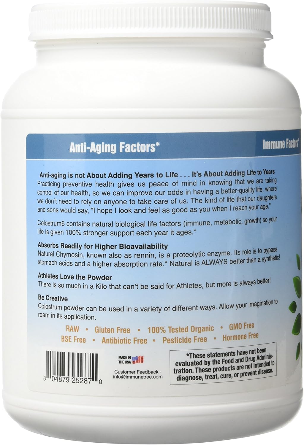 Immune-Tree 100% Pure Bovine Colostrum Powder (Grass-Fed) - 1 kg (661 Servings) - görsel 4