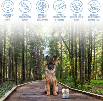 Strawfield Pets Puppy Multivitamin + Probiotics with Joint Support, Peanut Butter Flavour, 120 Soft Chews