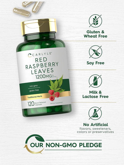 Carlyle Red Raspberry Leaf Capsules | 120 Count | Traditional Herbal Extract | Non-GMO and Gluten-free Formula
