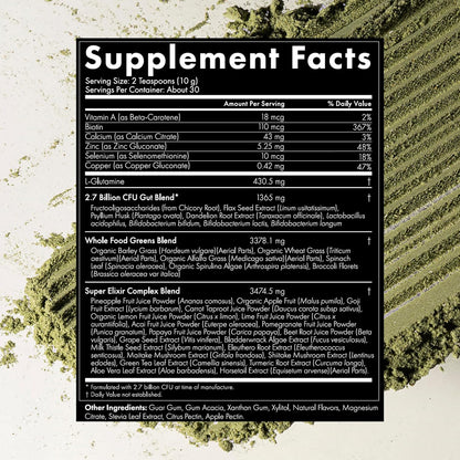 WelleCo The Super Elixir Daily Greens Powder, Pineapple & Lime