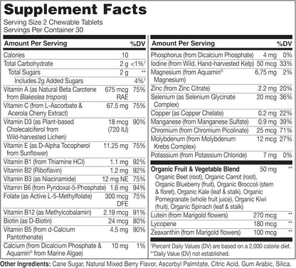 NATURELO Chewable Multivitamin for Children - 60 Tablets - Organic Fruit Blend