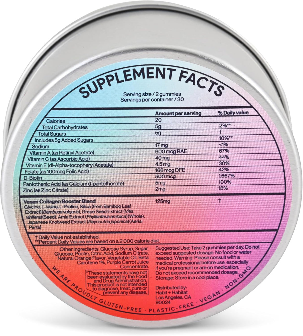 Habit + Habitat Vegan Beauty Support Gummies - Collagen Booster with Biotin, Vitamins C, A, E, Folic Acid - 60 Gummies - görsel 2