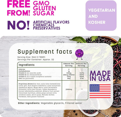 GreenPeach Liquid Children's Multivitamin with Organic Elderberry Syrup for Immune Support